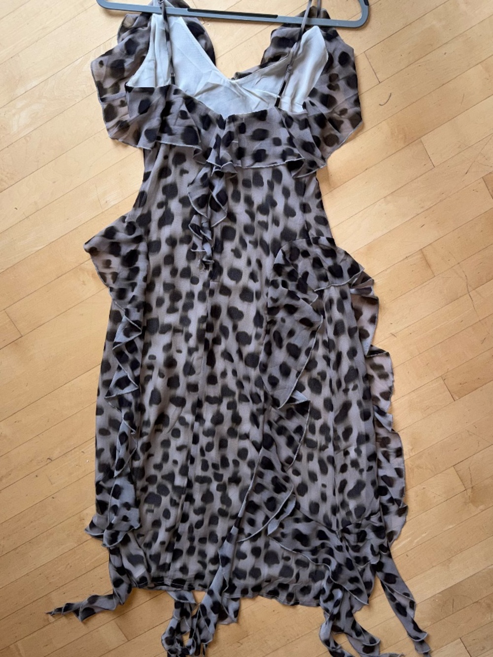 Sarah Hann by Anthropologie animal sheer ruffle dress, - Picture 6 of 6